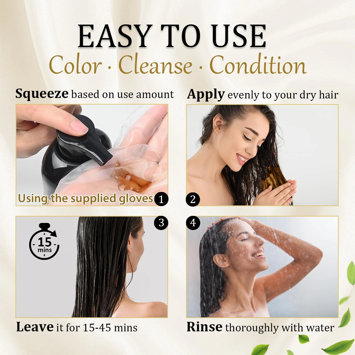 Light Brown Hair Dye Shampoo 3 in 1, Instant Hair Color Shampoo, Long Lasting Brown Hair Dye, Champu Para Pintar el Cabello, Champu Para Canas, Works in Minutes