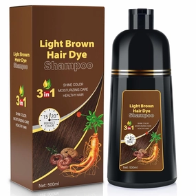 Light Brown Hair Dye Shampoo, Instant Hair Color Shampoo, 3-in-1 Hair Dye for Men and Women Herbal Formula with Ammonia-free Ingredients - Lasts up to 30 Days - 16.90 oz
