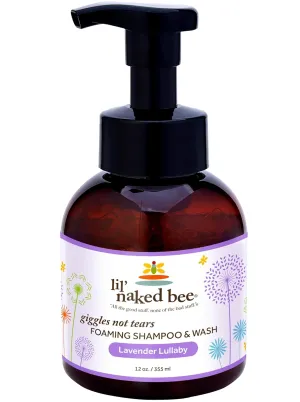Lil Naked Bee Lavender Lullaby Giggles Not Tears Foaming Shampoo & Wash (12 oz) Baby Shampoo & Baby Wash for Kids Pump Bottle - Great for Babies and Kid