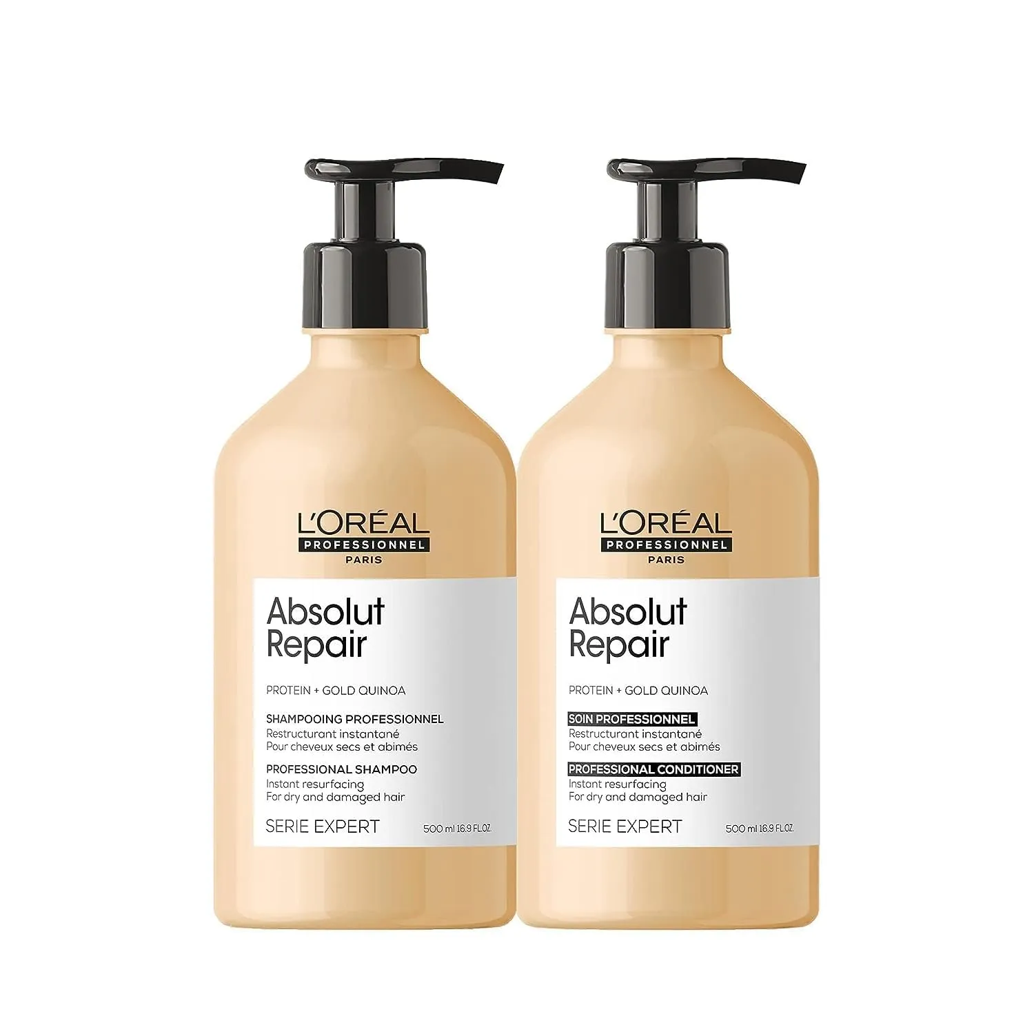 L'Oréal Professionnel Absolut Repair Shampoo & Conditioner Set - Repairs Damage & Provides Shine For Dry, Damaged Hair, With Quinoa & Proteins