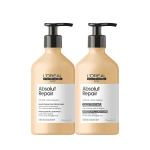 L'Oréal Professionnel Absolut Repair Shampoo & Conditioner Set - Repairs Damage & Provides Shine For Dry, Damaged Hair, With Quinoa & Proteins