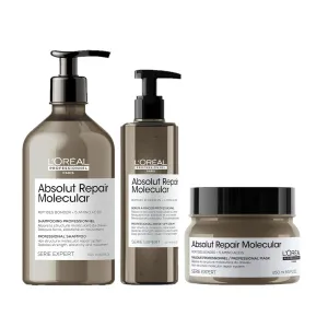 L'Oréal Professionnel Absolut Repair Shampoo, Serum & Mask Set - Repairs Hair Damage, Restores Strength and Strengthens Bonds, For Extremely Dry Damaged Hair, Peptides Bonder with Amino Acids