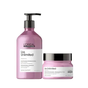 L'Oréal Professionnel Liss Unlimited Shampoo & Mask Set - Provides Long-Lasting Frizz & Humidity Protection For Frizzy & Textured Hair, Moisturizing & Smoothing, With Prokeratin