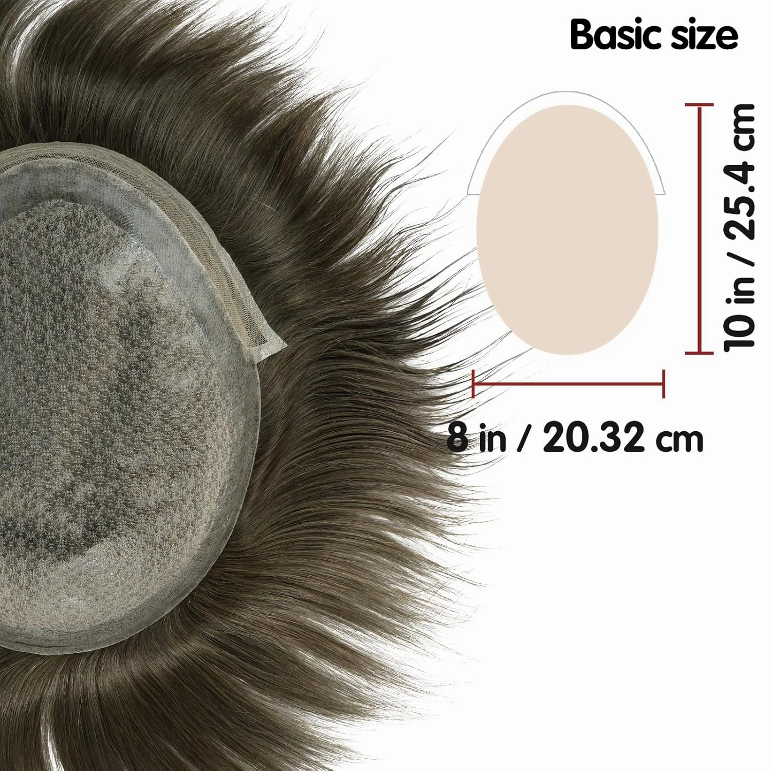 Lordhair Men's Toupee French Lace Front Hair Pieces for Men 0.1mm Injected Thin Skin Attached with Diamond Lace Hair Systems 8x10 Inches, Medium-dark Brown Color 4ASH