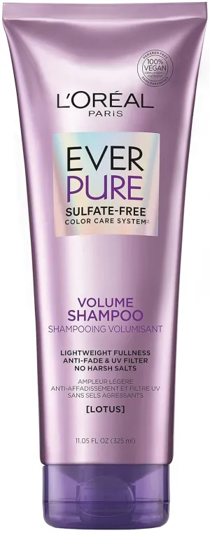 L'Oreal Paris EverPure Volume Sulfate Free Shampoo for Color-Treated Hair, Volume   Shine for Fine, Flat Hair, with Lotus Flower, 11 Fl; Oz (Packaging May Vary)