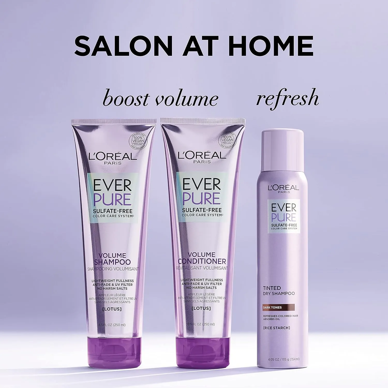 L'Oreal Paris EverPure Volume Sulfate Free Shampoo for Color-Treated Hair, Volume   Shine for Fine, Flat Hair, with Lotus Flower, 11 Fl; Oz (Packaging May Vary)
