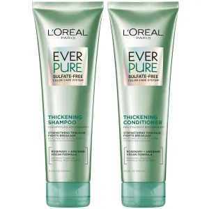 L'Oreal Paris Thickening Sulfate Free Shampoo and Conditioner, Thickens   Strengthens Thin, Fragile Hair, EverPure, 1 Hair Care Kit