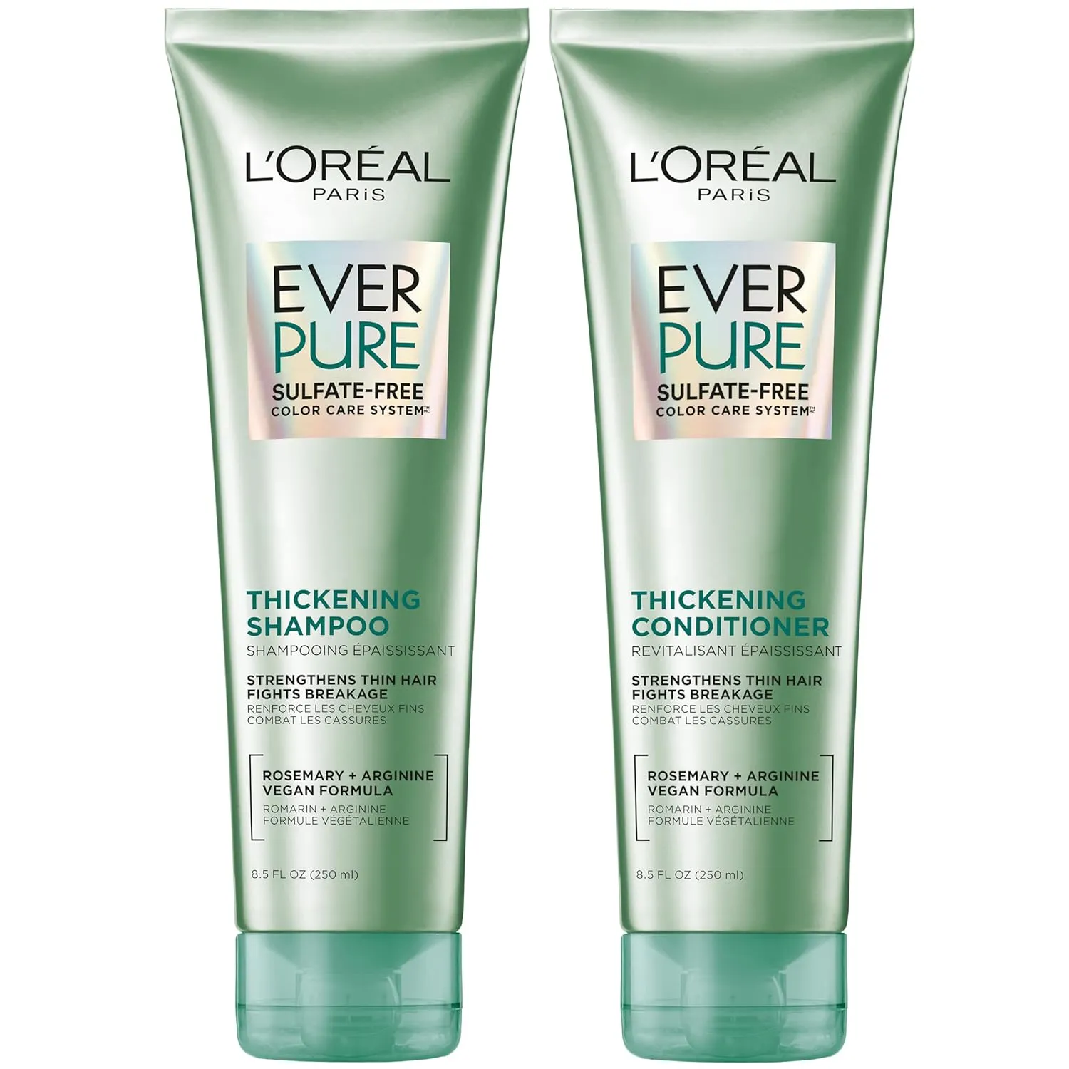 L'Oreal Paris Thickening Sulfate Free Shampoo and Conditioner, Thickens   Strengthens Thin, Fragile Hair, EverPure, 1 Hair Care Kit