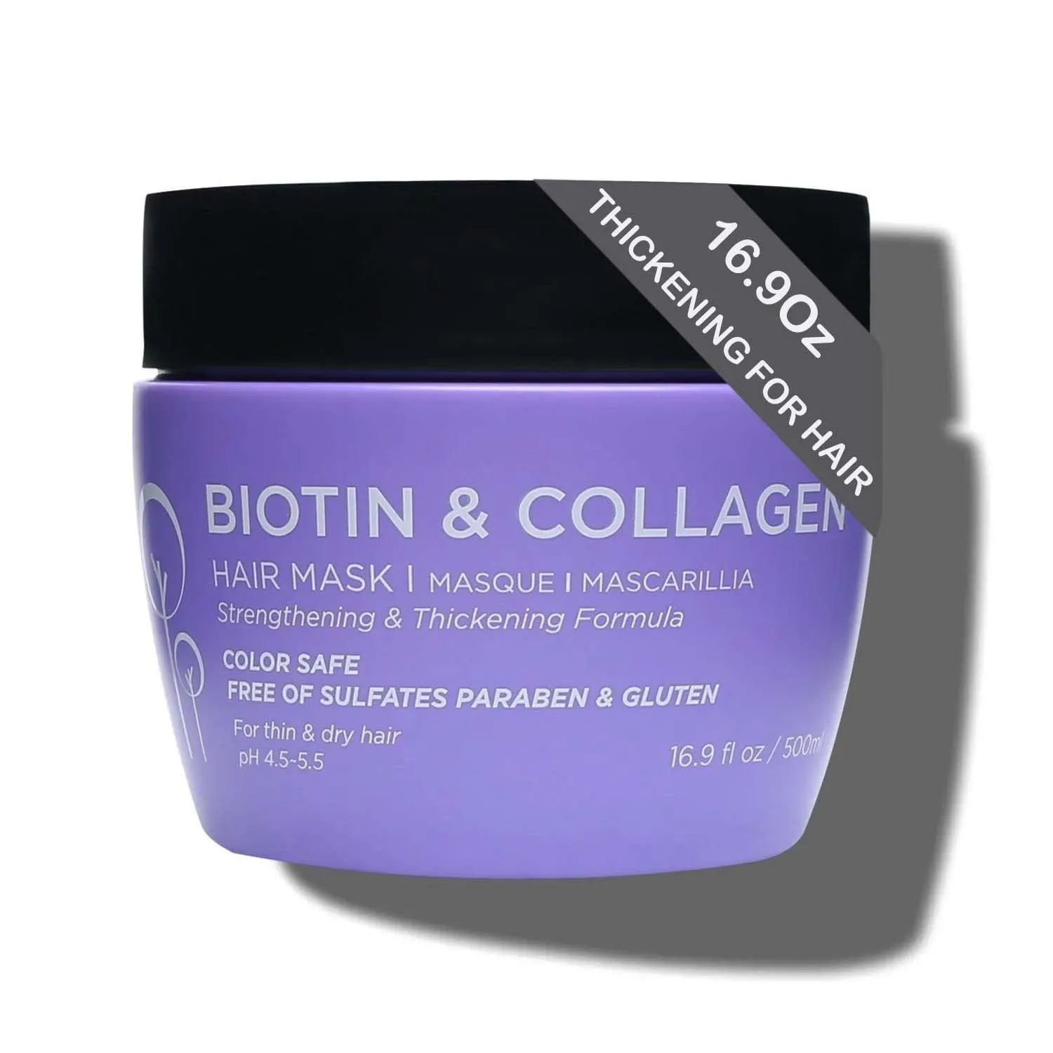 Luseta Biotin Collagen Hair Mask for Dry & Damaged Hair 16.9 Oz, Strengthening & Thickening Treatment Deep Conditioning Hair Treatment