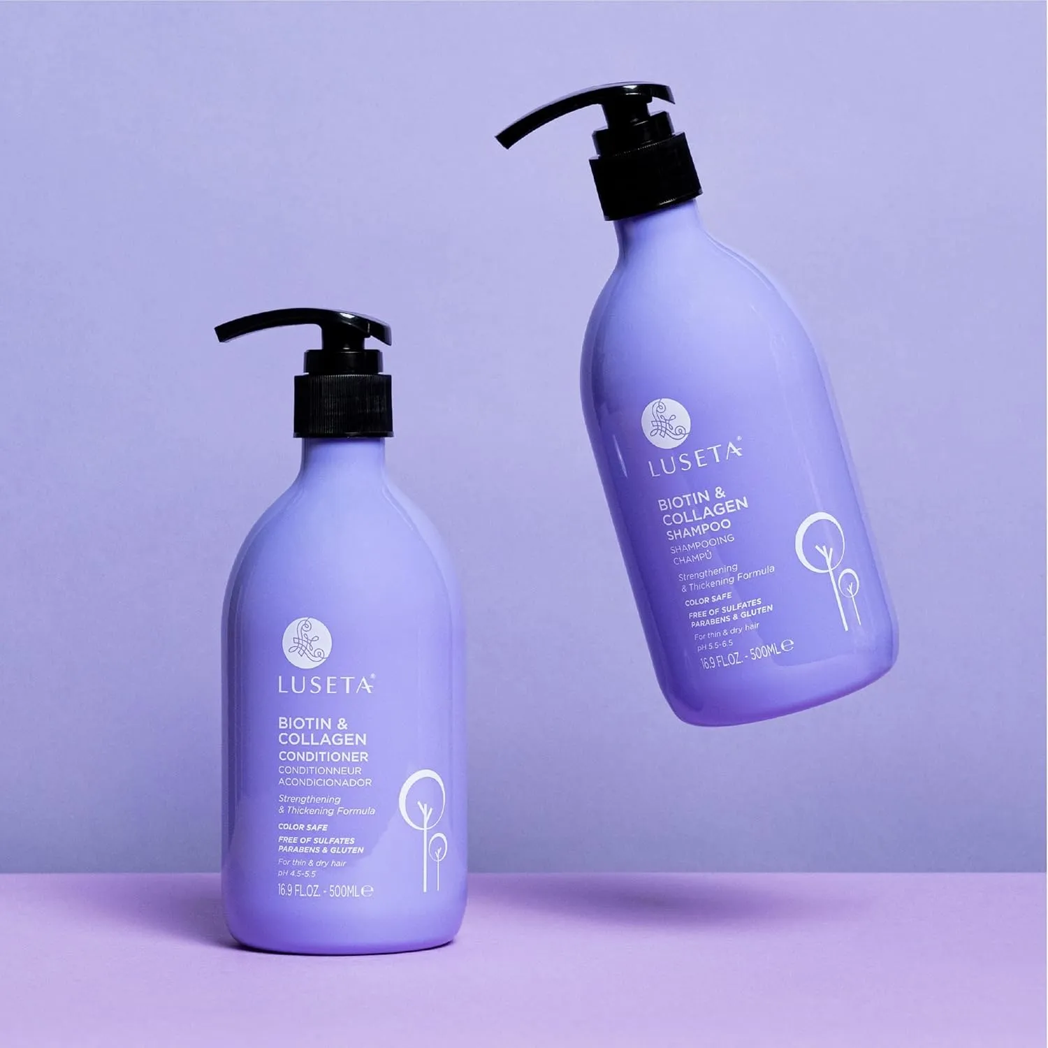 Luseta Biotin Shampoo and Conditioner for Hair - Thickening Shampoo for Thinning Hair - Infused with Argan Oil to Repair Damaged Dry Hair - Sulfate Free Paraben Free-2 x 16.9 fl oz