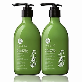 Luseta Macadamia & Argan Oil Shampoo & Conditioner Set, Rejuvenating & Moisturizing Hair, 2 x 16.9 Oz