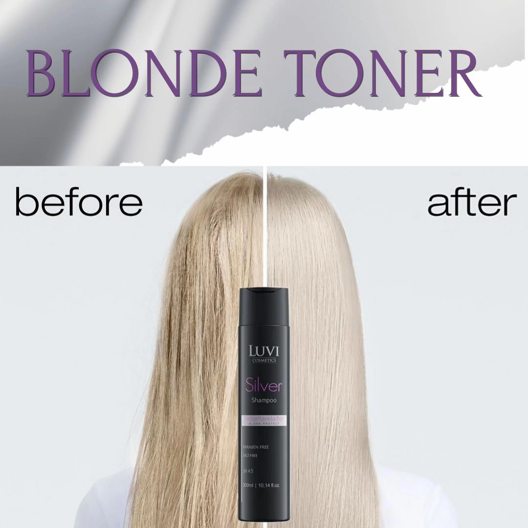 LUVI COSMETICS Organic Purple Shampoo with UV Protection, Shimmer Shampoo For Blond, Grey & Bleached Hair- Removes Yellow & Brass Tones. Nourish & Protects- Sulfate& Paraben Free (10.14 fl oz/300 ml)