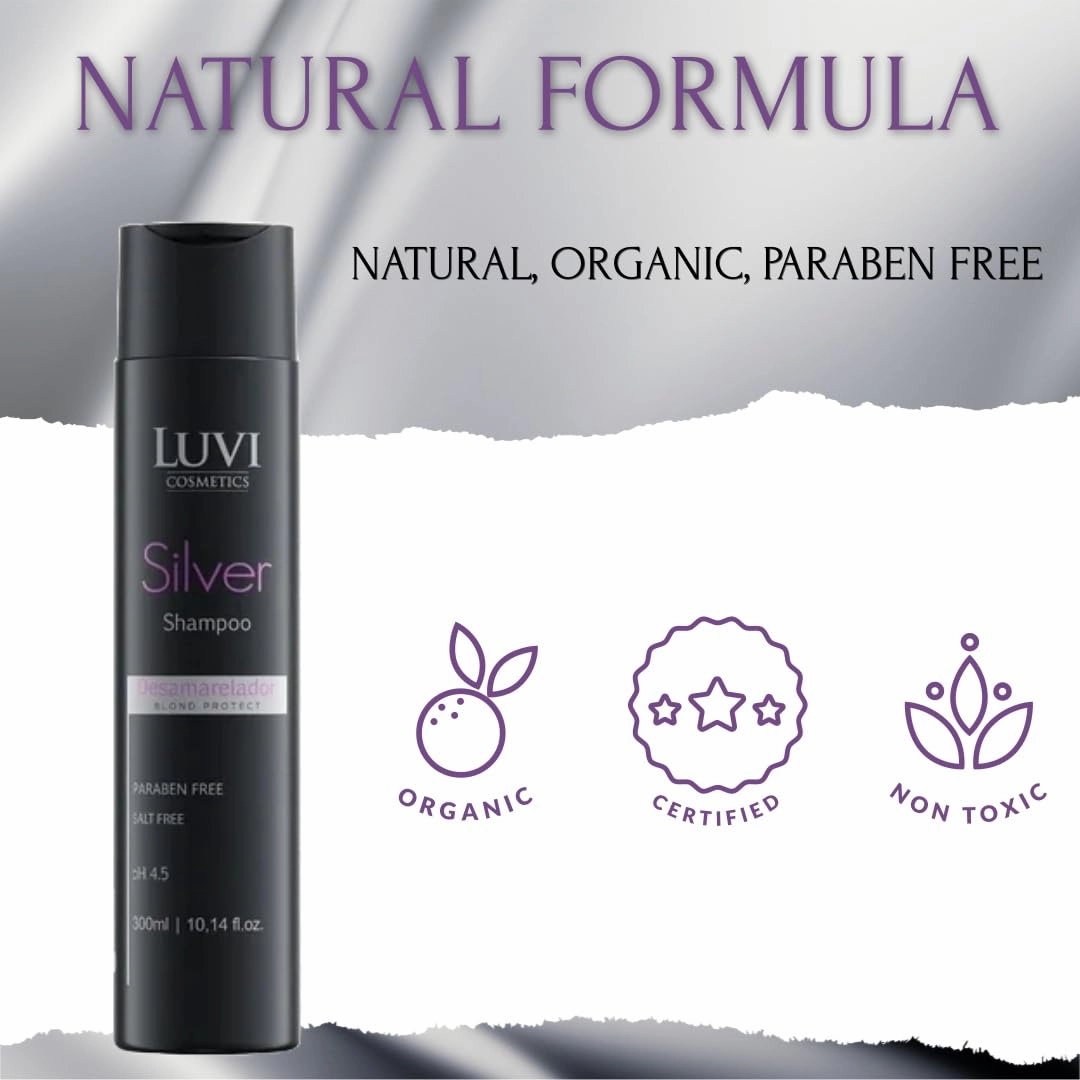 LUVI COSMETICS Organic Purple Shampoo with UV Protection, Shimmer Shampoo For Blond, Grey & Bleached Hair- Removes Yellow & Brass Tones. Nourish & Protects- Sulfate& Paraben Free (10.14 fl oz/300 ml)