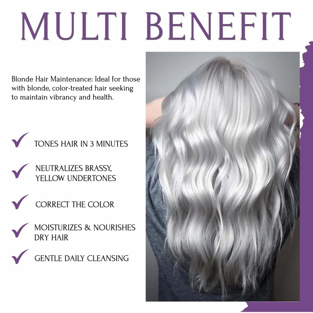 LUVI COSMETICS Organic Purple Shampoo with UV Protection, Shimmer Shampoo For Blond, Grey & Bleached Hair- Removes Yellow & Brass Tones. Nourish & Protects- Sulfate& Paraben Free (10.14 fl oz/300 ml)
