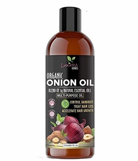 Luxurious Sciences 250 ML Onion Hair Oil with 14 Essential Oils, Multi-Purpose Hair Oil/Serum with Argan, Bhringraj, Hibiscus, Sesame,Amla,Sweet Almond, Olive
