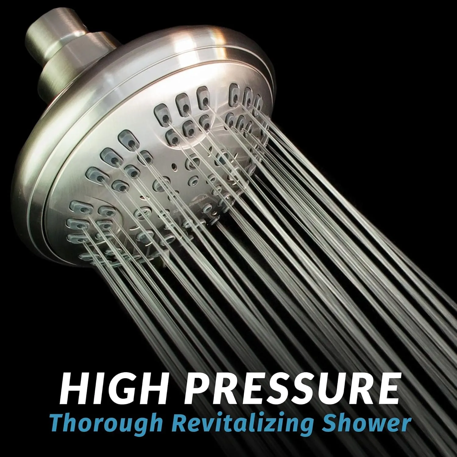 Luxury Spa Series , 6 Spray Setting, 4.5 Inch Adjustable High Pressure Shower Head Fixture for Hard Water, 360-Degree Tilt Massage Shower System - Brushed Nickel