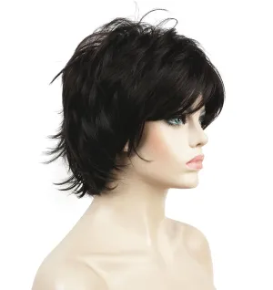 Lydell Short Layered Shaggy Full Wavy Synthetic Wigs (Dark Brown)
