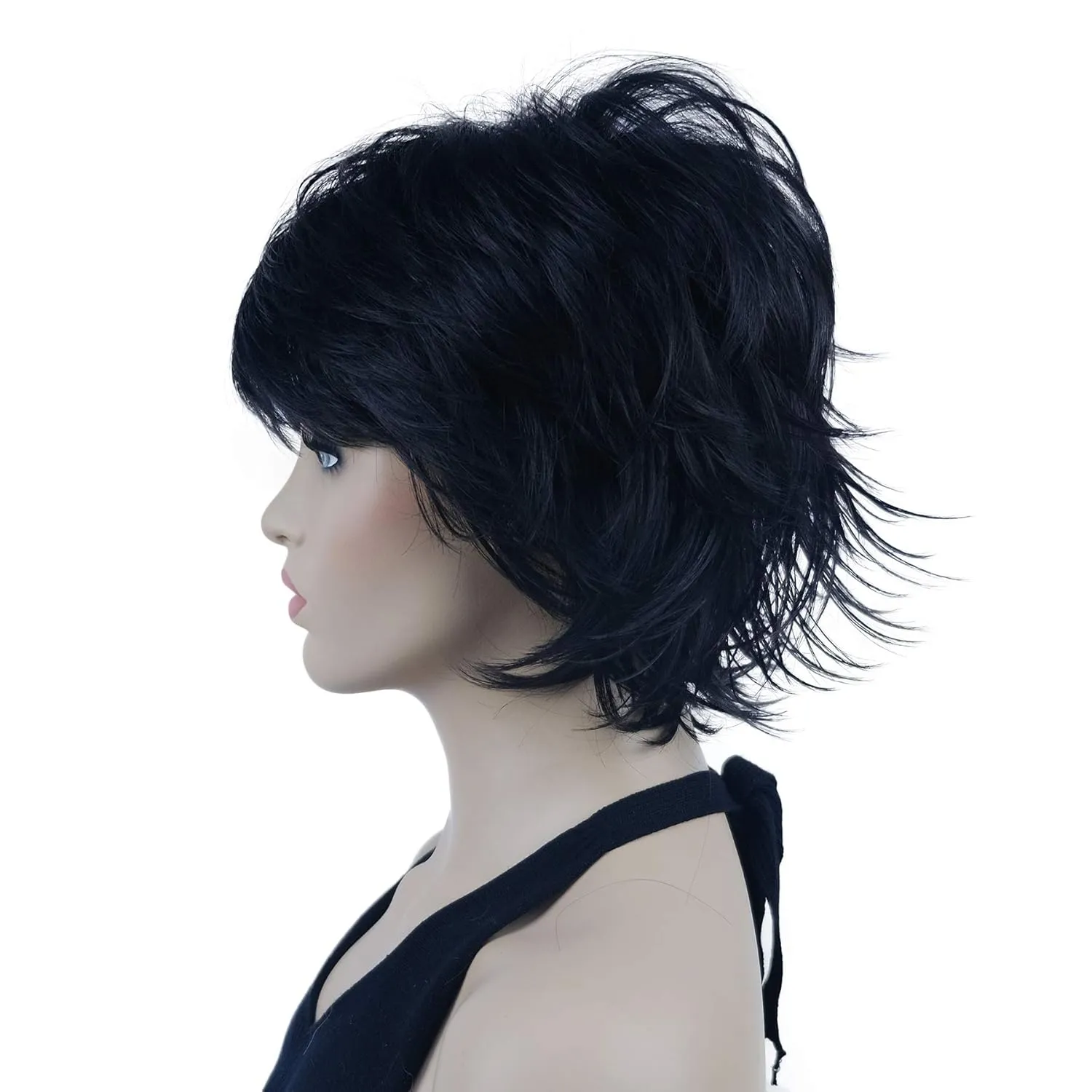 Lydell Short Layered Shaggy Wavy Full Synthetic Wigs (Natural black)