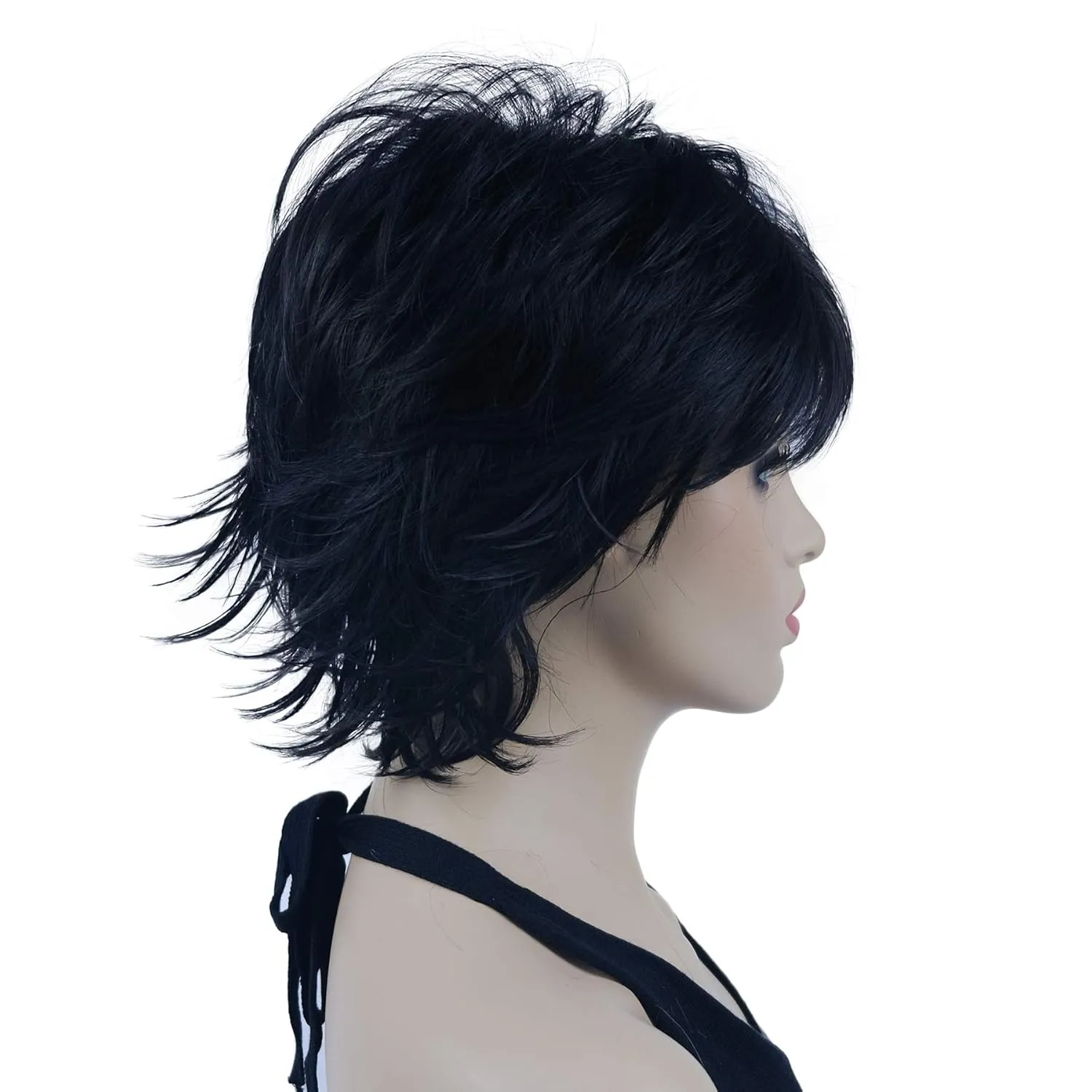 Lydell Short Layered Shaggy Wavy Full Synthetic Wigs (Natural black)