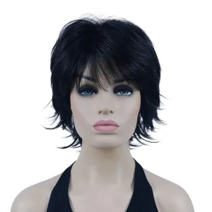 Lydell Short Layered Shaggy Wavy Full Synthetic Wigs (Natural black)