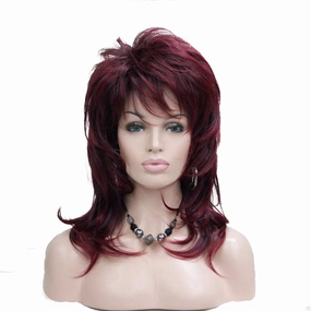 Lydell Long Soft Shaggy Layered Classic Cap Full Synthetic Wigs (1BT39T mixed red wine)