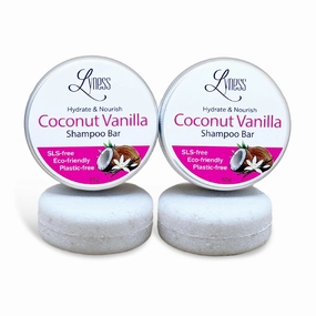 Lyness Coconut Vanilla Shampoo Bars x 2 | Plastic-free and Travel Friendly | Rich Lather | Clean Ingredients