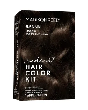 Madison Reed Radiant Hair Color Kit, Medium Brown for 100% Gray Coverage of Resistant Gray Hair, Ammonia-Free, 5.5NNN Modena Brown, Permanent Hair Dye, Pack of 1