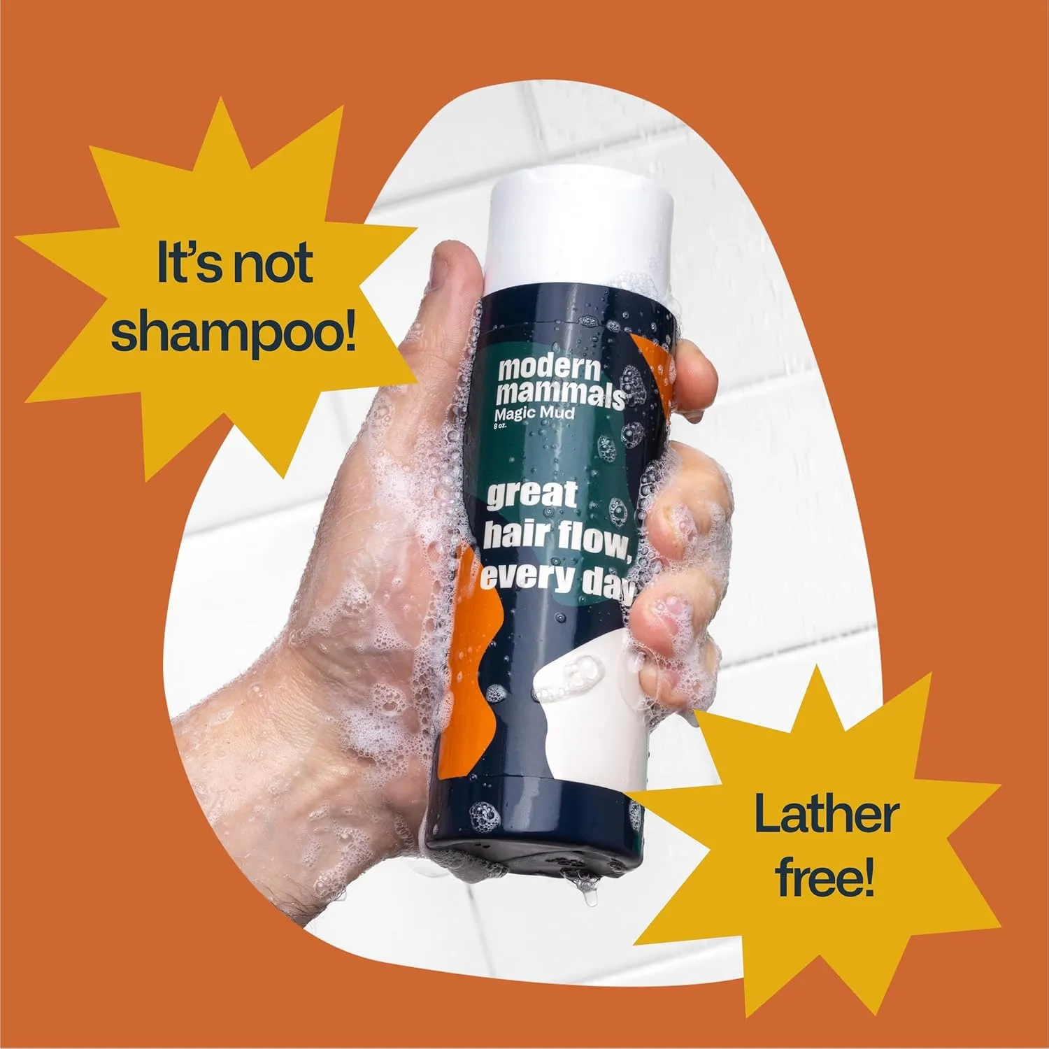 Magic Mud Mens Shampoo Alternative I Sulfate Free Daily CoWash I Moisturizing to Protect Natural Oils I Lather Free, Cleansing, Hydrating, Replaces Conditioner, 2 in 1, I Barber Recommended, (8oz)