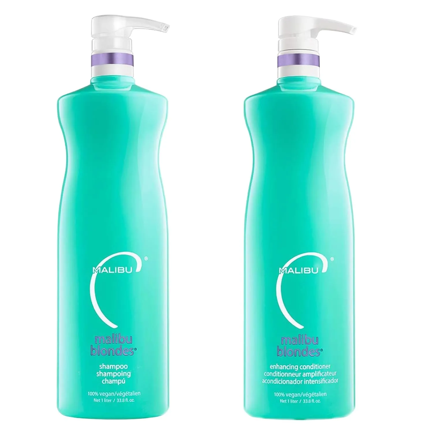 Malibu C Blondes Enhancing Shampoo & Conditioner Duo (33.8 oz) - Revitalizing Purple Shampoo & Conditioner for Hair Health   Brilliancy - Blondes Hair Care