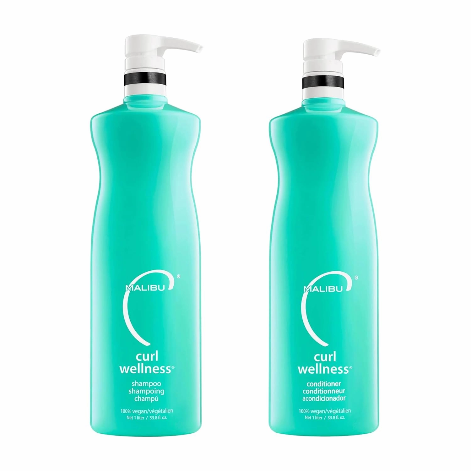 Malibu Curl Wellness Shampoo (33.8 fl oz)   Curl Wellness Conditioner (33.8 fl oz) Cleansing Curly Hair Shampoo and Conditioner Set for Frizz-Free, Defined, Textured Hair