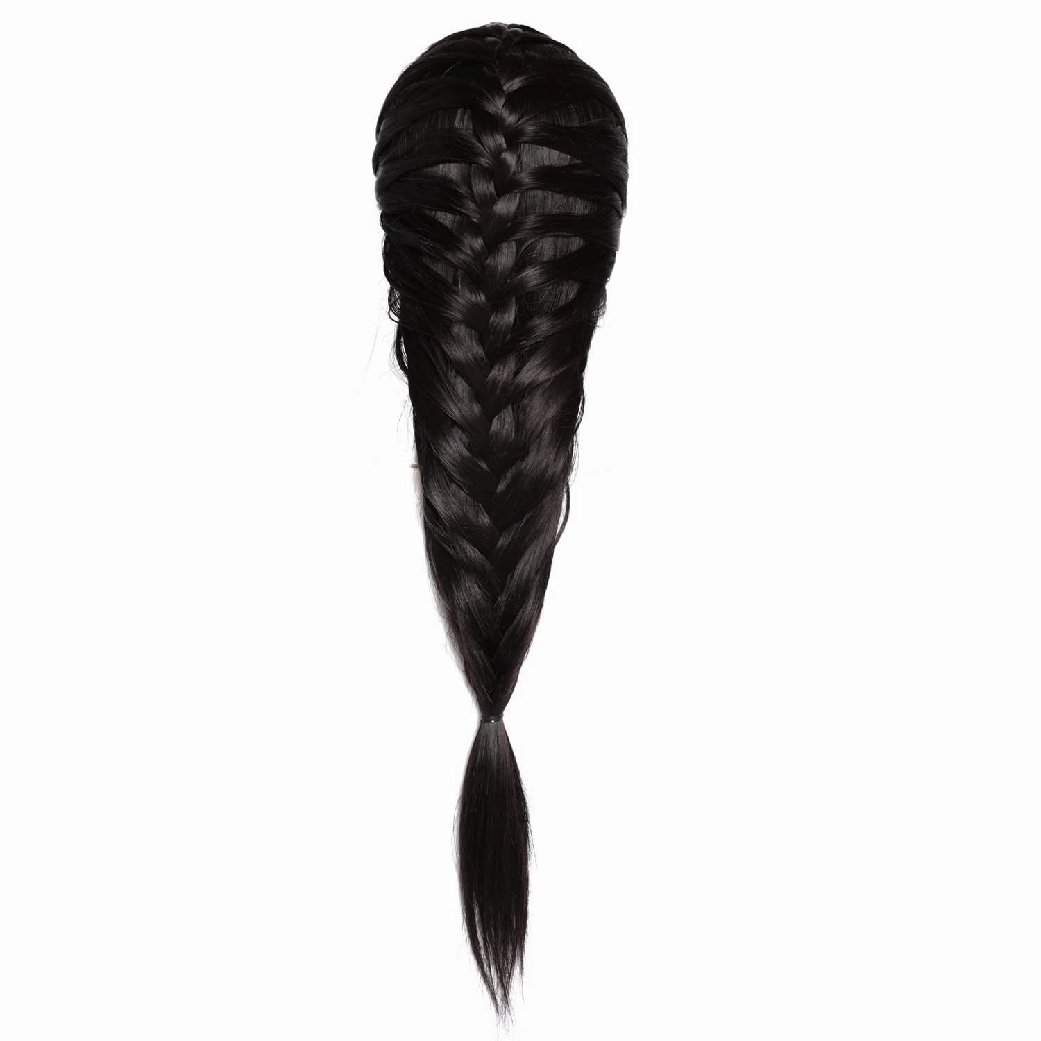 Mannequin Head with Hair 26"-28" Synthetic Fiber Hair Styling Training Head Manikin Cosmetology Doll Head for Wigs Free Clamp Stand (Black)