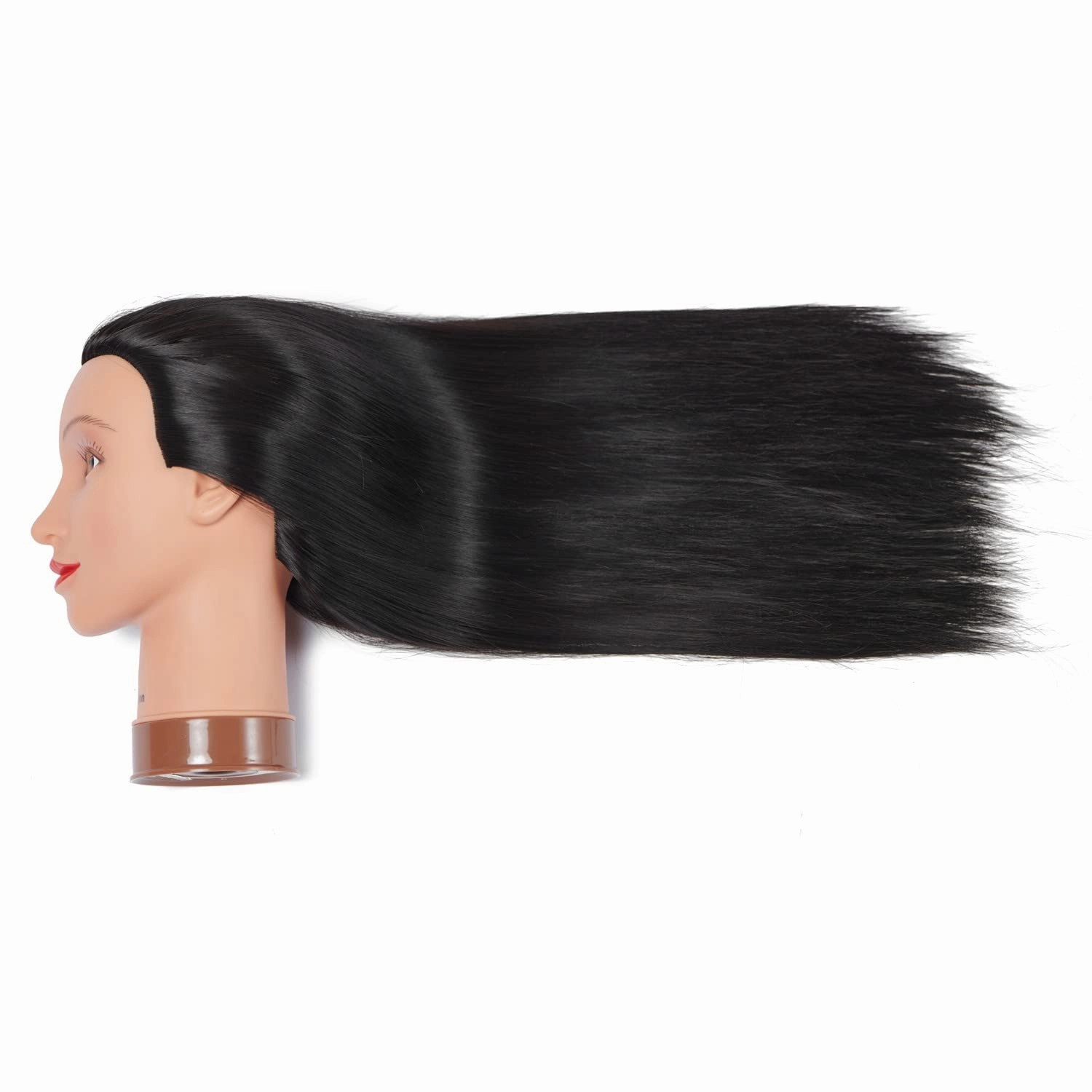 Mannequin Head with Hair 26"-28" Synthetic Fiber Hair Styling Training Head Manikin Cosmetology Doll Head for Wigs Free Clamp Stand (Black)