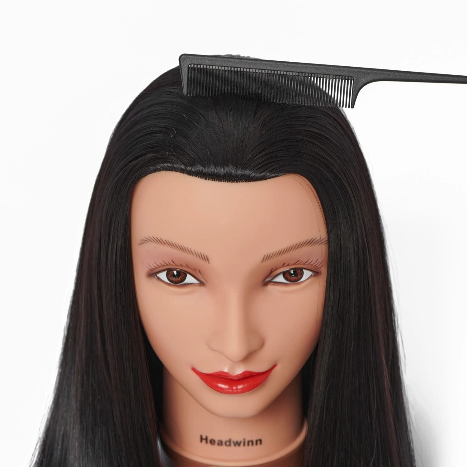 Mannequin Head with Hair 26"-28" Synthetic Fiber Hair Styling Training Head Manikin Cosmetology Doll Head for Wigs Free Clamp Stand (Black)