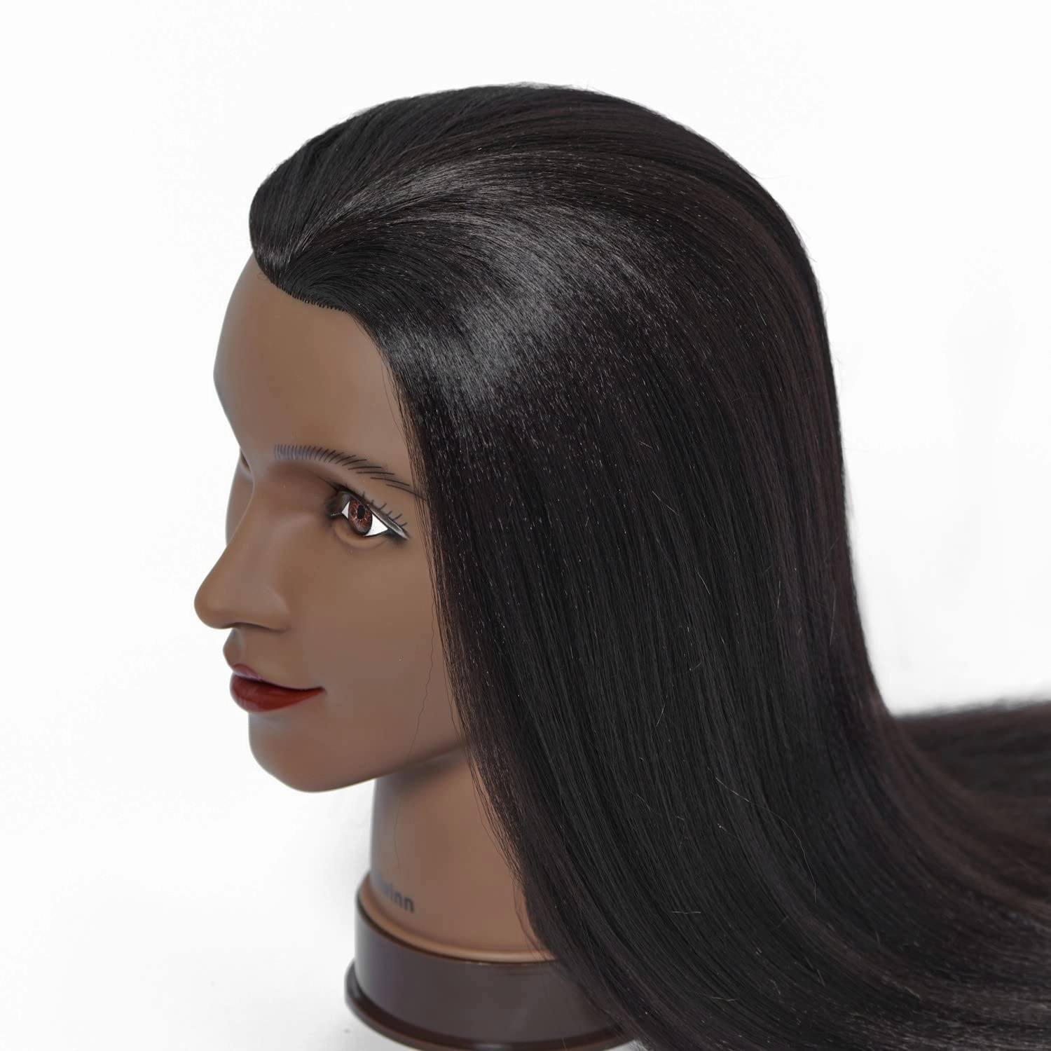 Mannequin Head with Hair 26"-28" Synthetic Fiber Hair Styling Training Head Manikin Cosmetology Doll Head for Wigs Free Clamp Stand (Yaki Black)