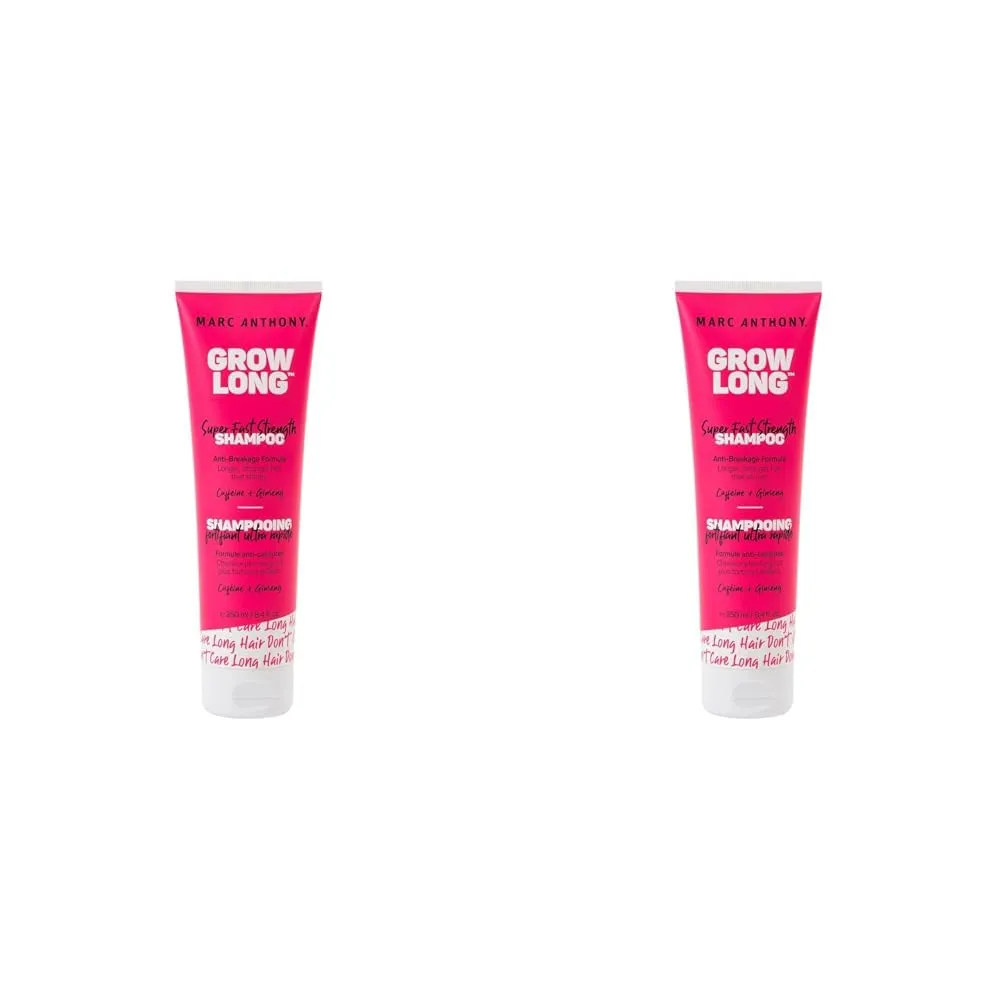 Marc Anthony Strengthening Biotin Shampoo, Grow Long Anti-Frizz, Anti-Breakage & Nourishing Formula For Split Ends - Vitamin E, Caffeine & Ginseng for Dry & Damaged Hair (Pack of 2)