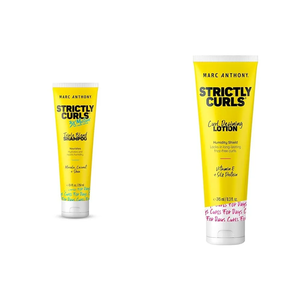 Marc Anthony Strictly Curls Shampoo 3X Moisture 24oz & Curl Defining Styling Lotion 8.3oz