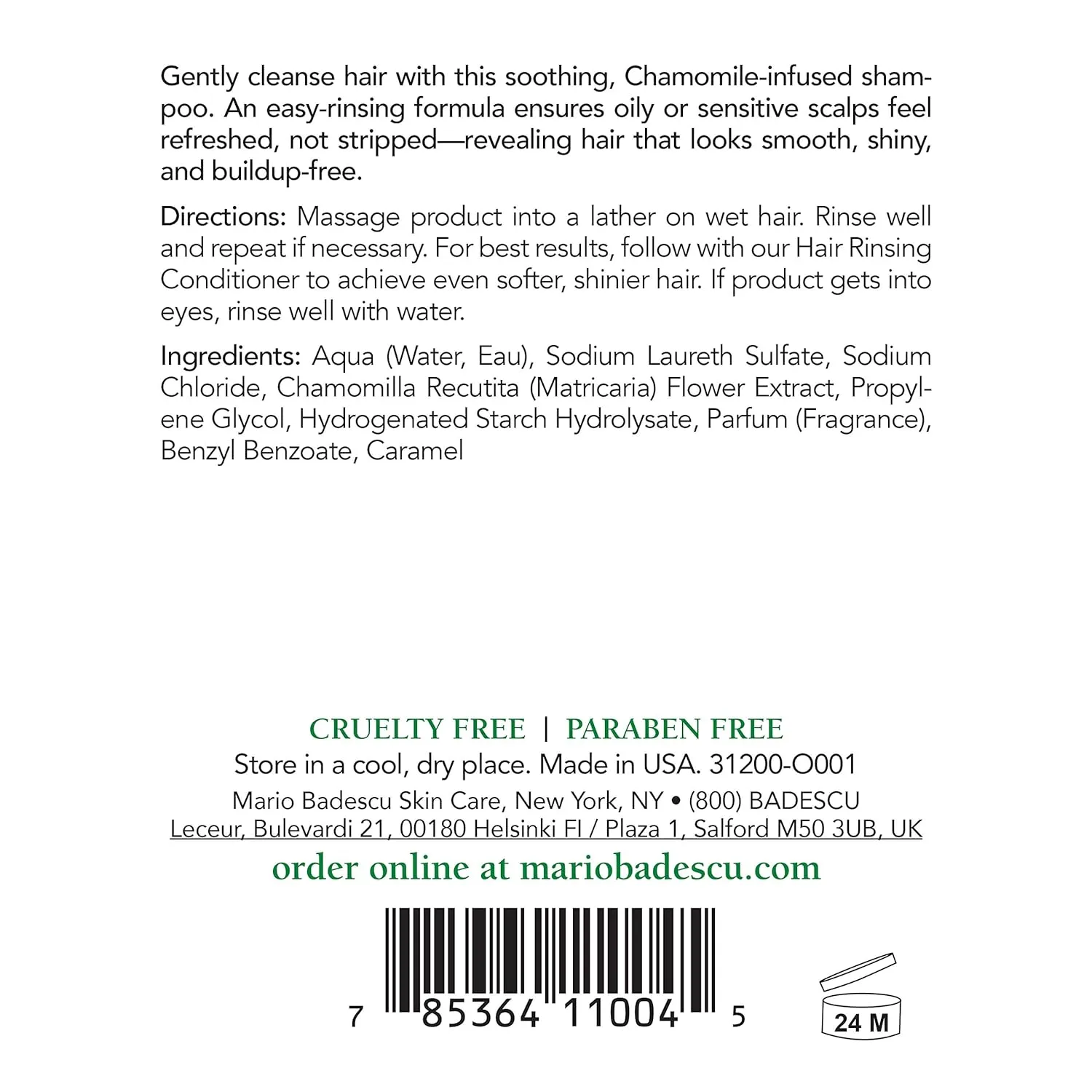 Mario Badescu Chamomile Shampoo for Oily and Sensitive Scalps | Gentle Shampoo that Clarifies and Soothes |Formulated with Chamomile Extract