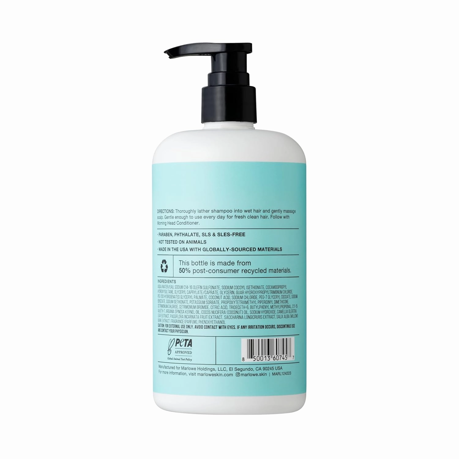 MARLOWE. No. 069 Morning Head Shampoo 15 Fl Oz, Mens Shampoo with Argan Oil & Coconut Oil, Invigorates & Refreshes Hair, Santal Scent