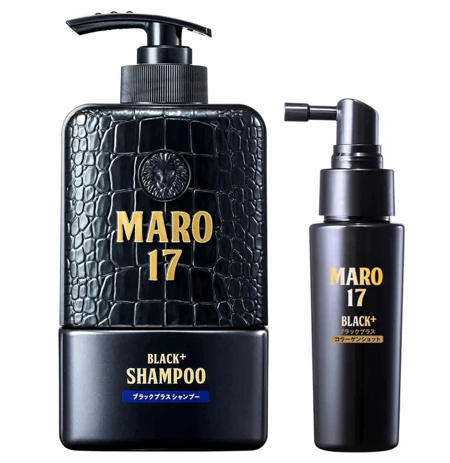 MARO17 Black  Shampoo and Anti-Gray Collagen Shot - Reduce Gray Hair Appearance - Apple Stem Cells & Bamboo Cells - Promotes Hair Growth, Strengthens Keratin & Prevents Greying - Black Shampoo for Men