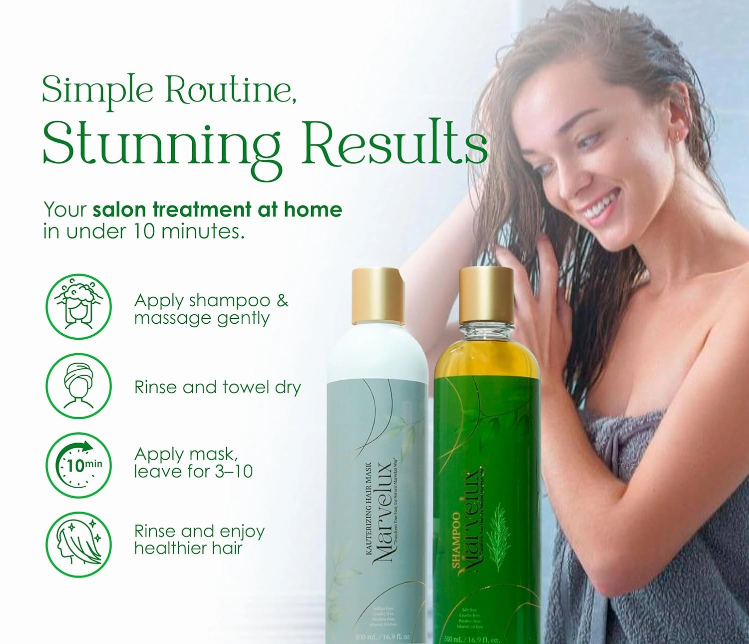 MARVELUX Rosemary Shampoo & Kauterizing Mask Set – Hair Growth & Repair Kit for Damaged, Thinning Hair – Strengthens, Softens & Adds Shine – Sulfate-Free, Professional Deep Treatment