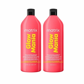 Matrix Glow Mania Color Protecting Shampoo and Conditioner Set - Enhances Shine, Preserves & Protects Vibrancy, For Dull & Color-Treated Hair, With Glycolic Acid & Rosehip Oil