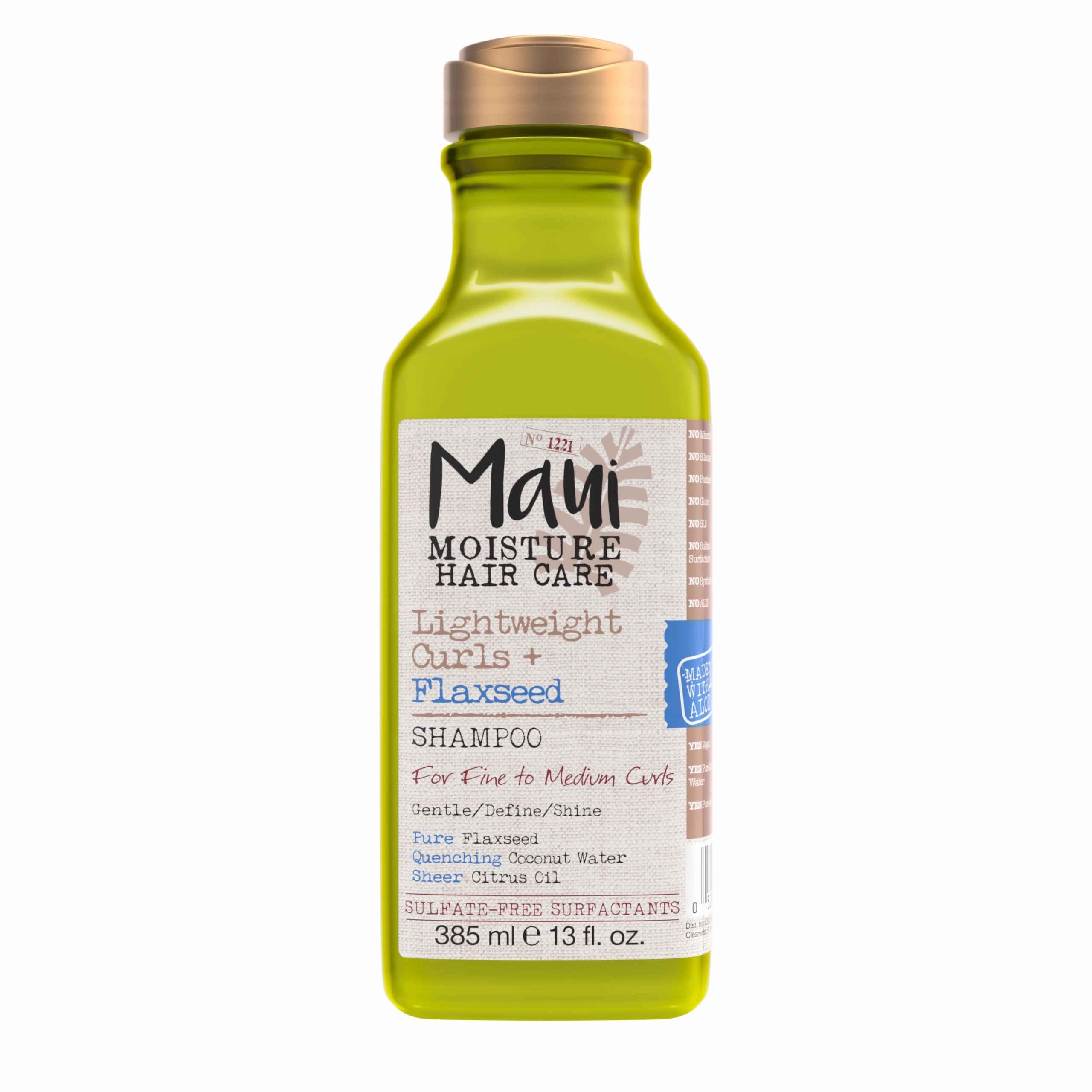 Maui Moisture Lightweight Curls   Flaxseed Shampoo, Paraben Free, Silicone Free, 13 Fl Oz,Green