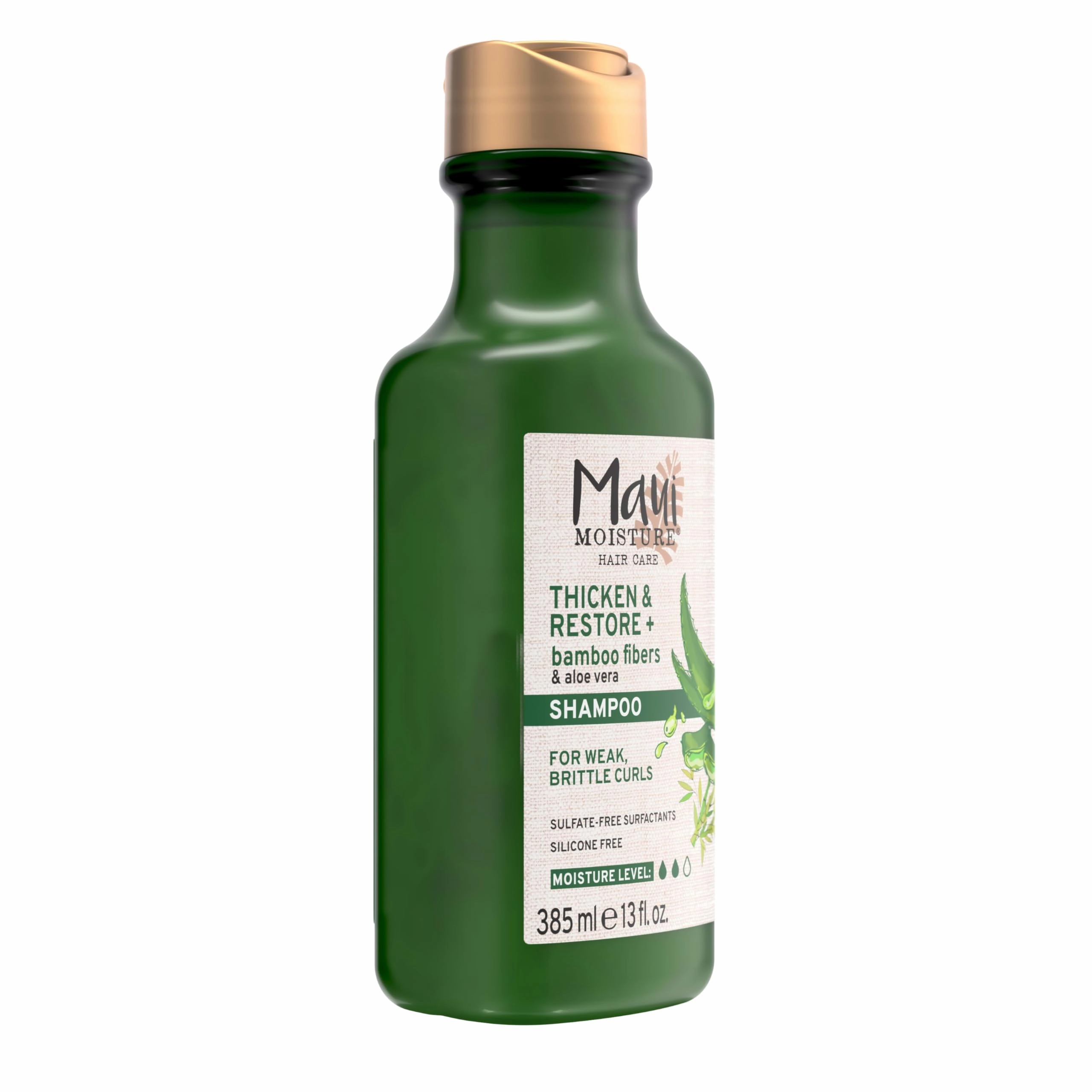 Maui Moisture Thicken & Restore   Bamboo Fibers Strengthening Shampoo to Soften Transitioning or Natural Hair & Renew Brittle Hair, Vegan, Silicone & Paraben-Free, 13 fl oz