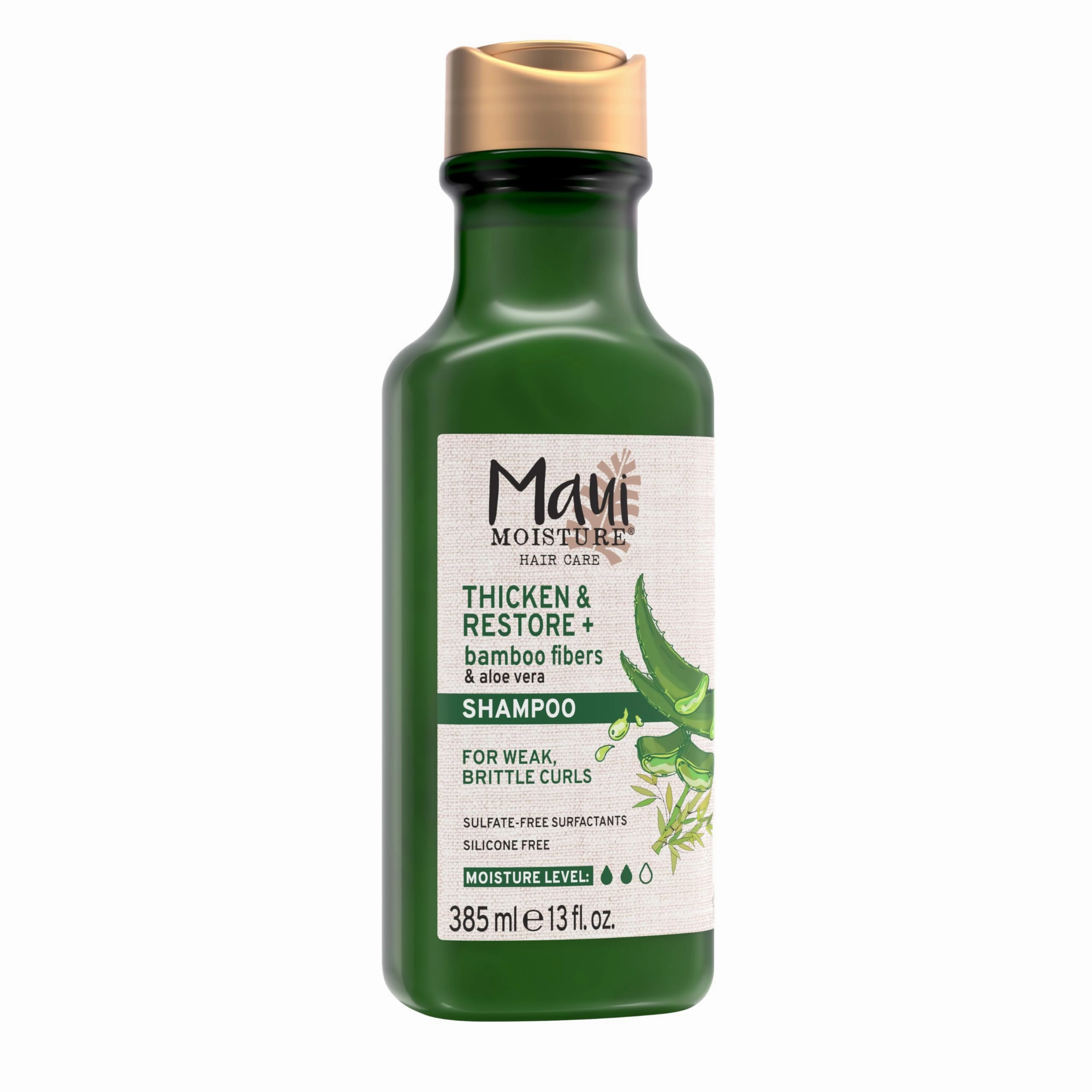 Maui Moisture Thicken & Restore   Bamboo Fibers Strengthening Shampoo to Soften Transitioning or Natural Hair & Renew Brittle Hair, Vegan, Silicone & Paraben-Free, 13 fl oz