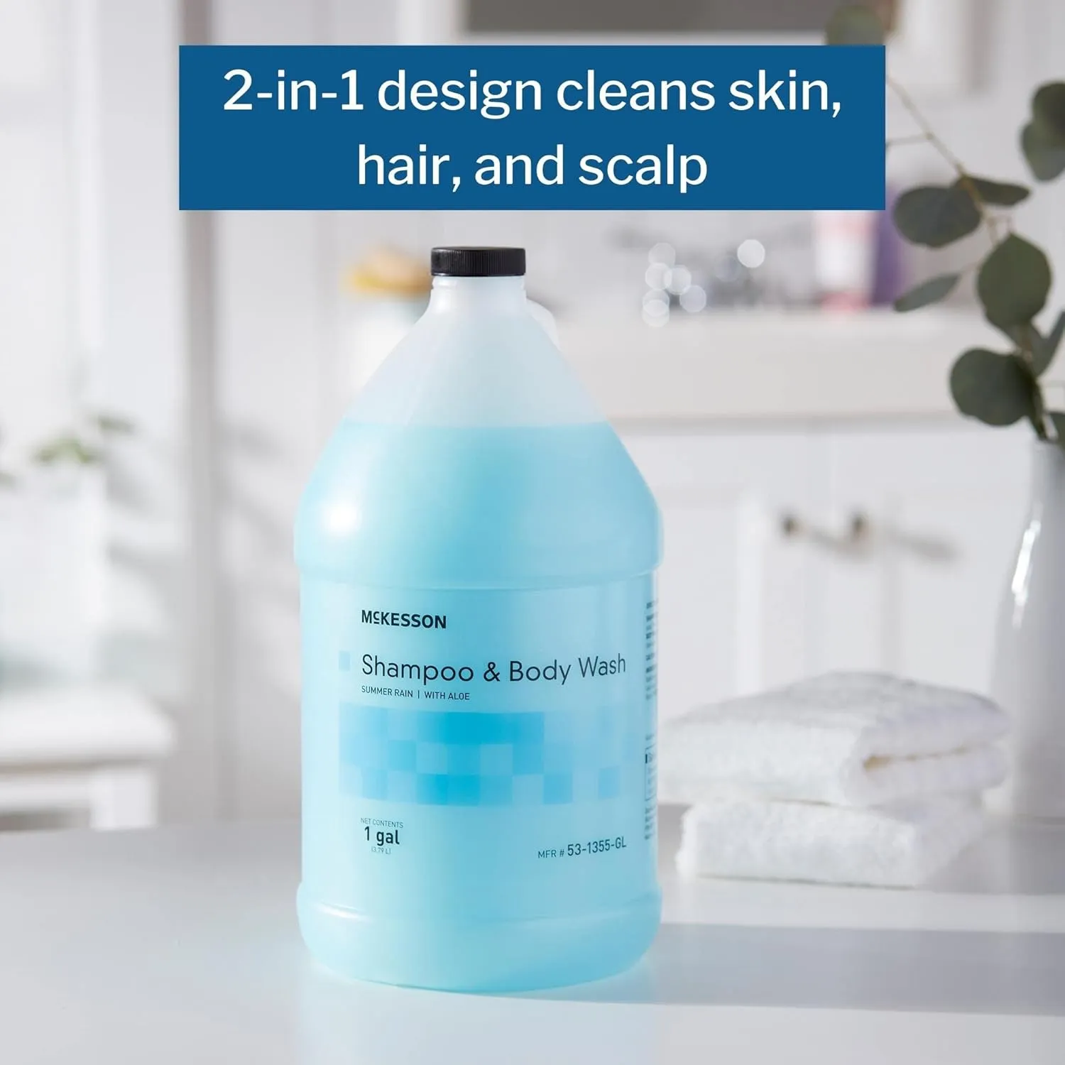 McKesson Body Wash and Shampoo with Aloe, 1 Gallon, Summer Rain