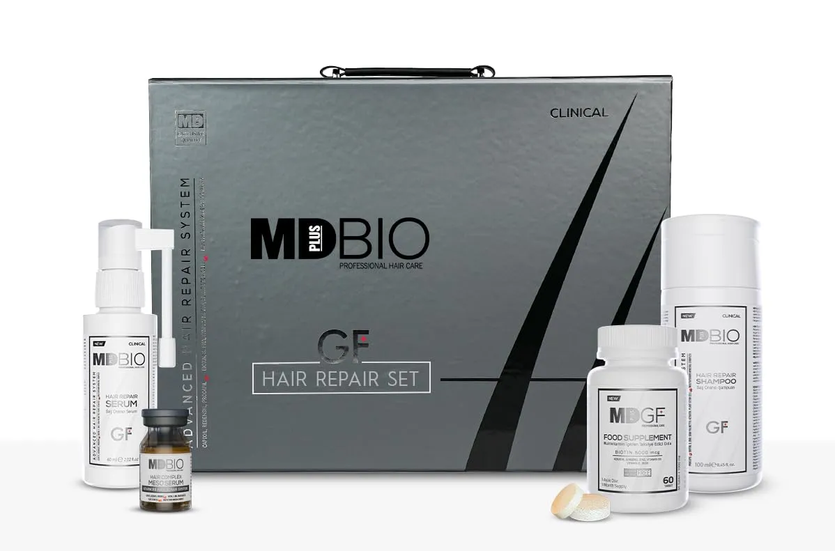 MD PLUS BIO Advanced Special Formula Package - Clinical Hair Transplant Repair Kit – Special Hair Care Set Containing; Shampoo, Serum, Multivitamins and Complex Meso Serum - Biotin, Keratin, Collagen