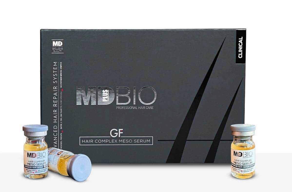 MD PLUS BIO Clinical Hair Regrowth Meso Complex Serum Kit - Strengthens Hair Roots and Promotes Hair Regrowth - Serum Set for Stronger, Thicker & Longer Hair - 10 Pcs 6 ml Vials
