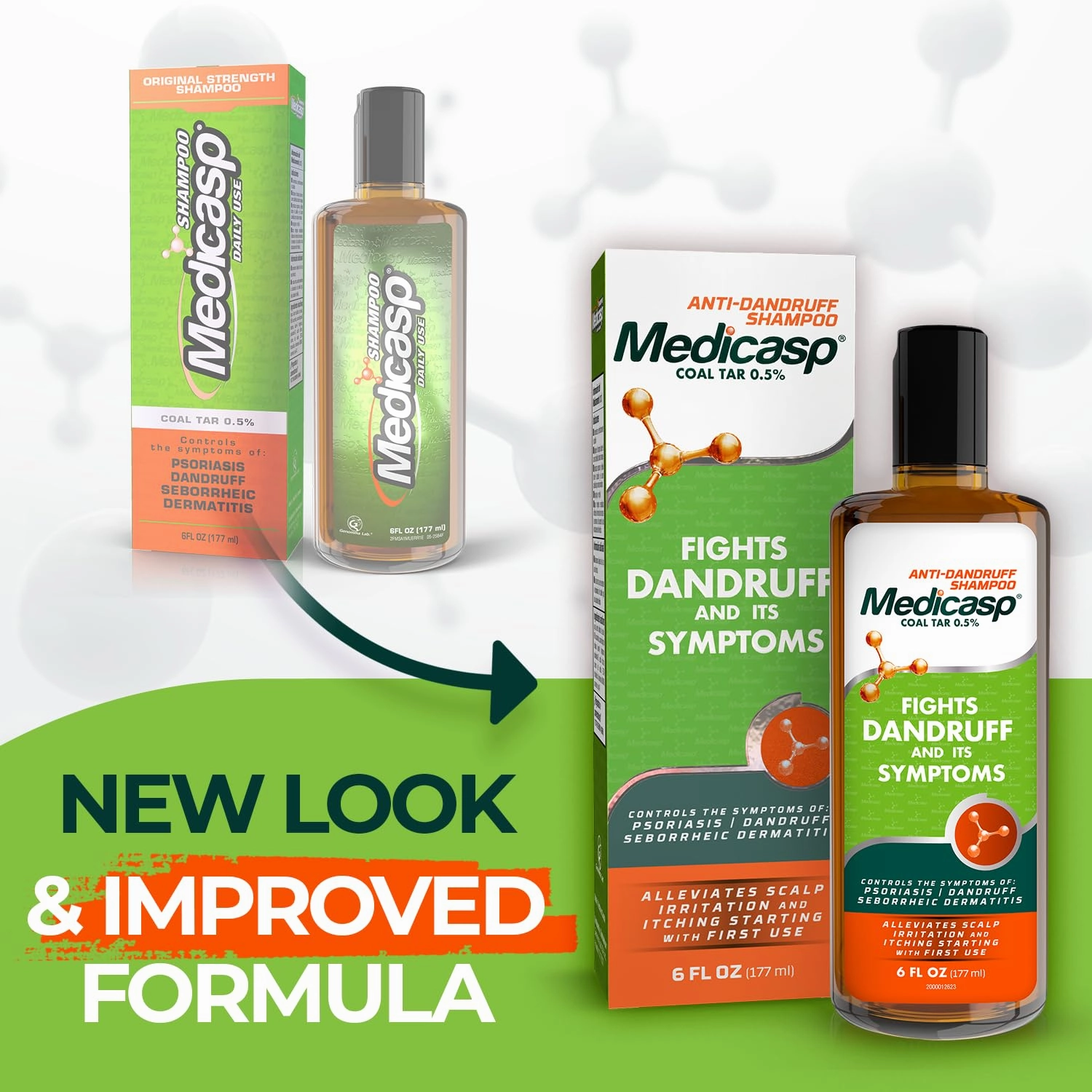 Medicasp Coal Tar Anti-Dandruff Shampoo, Alleviates Symptoms from 1st Wash, Treats Psoriasis, Seborrheic Dermatitis & Itchy Dry Scalp, Fights the Root Cause of Dandruff, Flakes Shampoo, 6 fl oz-2 Pack