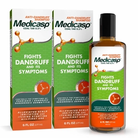 Medicasp Coal Tar Anti-Dandruff Shampoo, Alleviates Symptoms from 1st Wash, Treats Psoriasis, Seborrheic Dermatitis & Itchy Dry Scalp, Fights the Root Cause of Dandruff, Flakes Shampoo, 6 fl oz-2 Pack