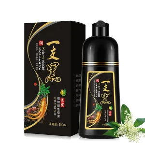 Meidu Instant Black Hair Dye Shampoo for Gary Hair, Permanent Hair Color Shampoo for Women & men, 3 in 1 Herbal Ingredients 500ml